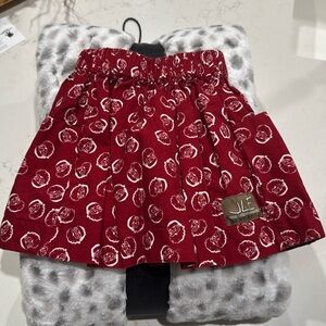 Darling JLE Red Christmas Santa Face swing skirt with oversized pockets Size 4